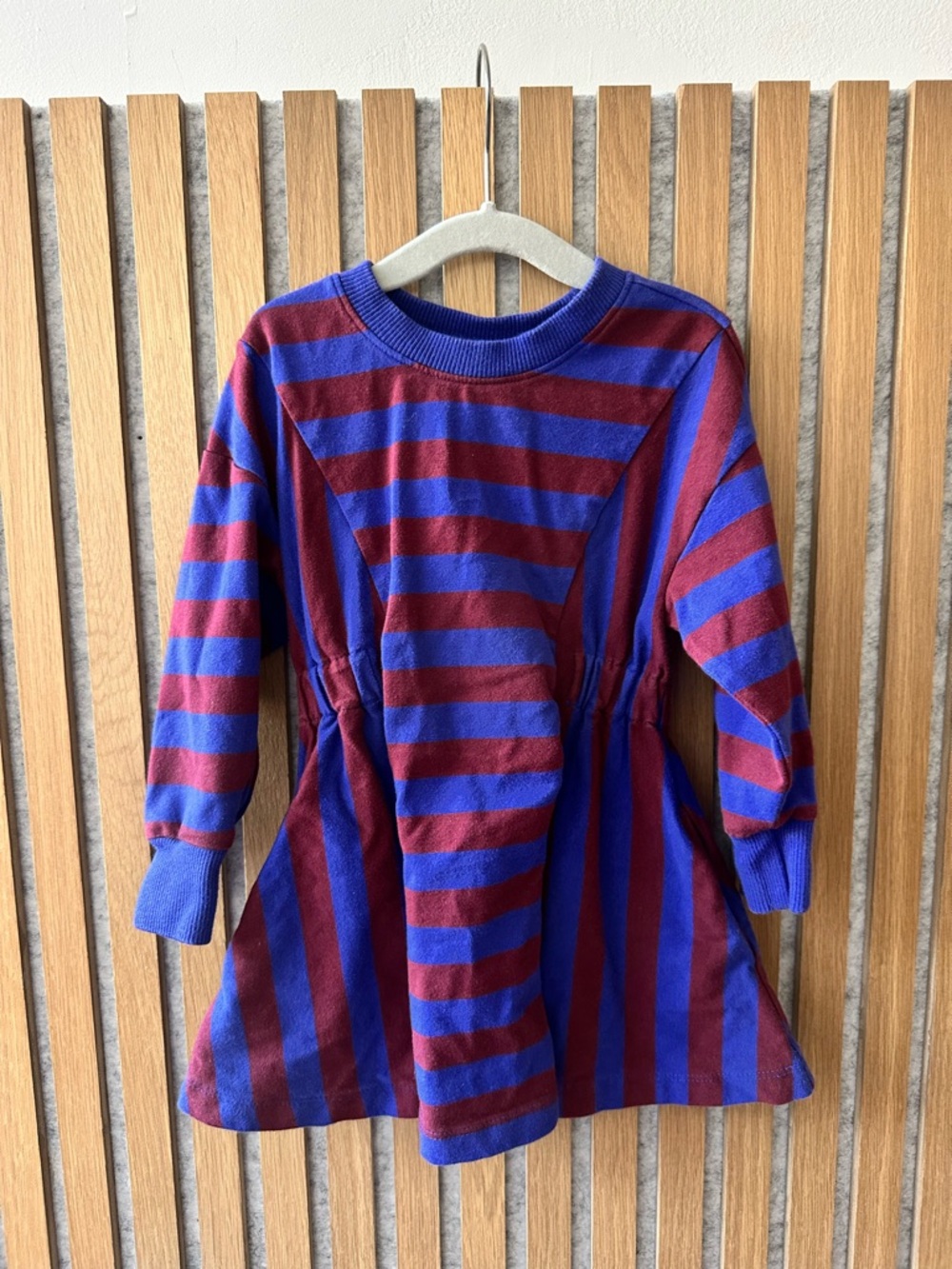 Hanna Andersson Striped Blue and Burgundy Knit Dress